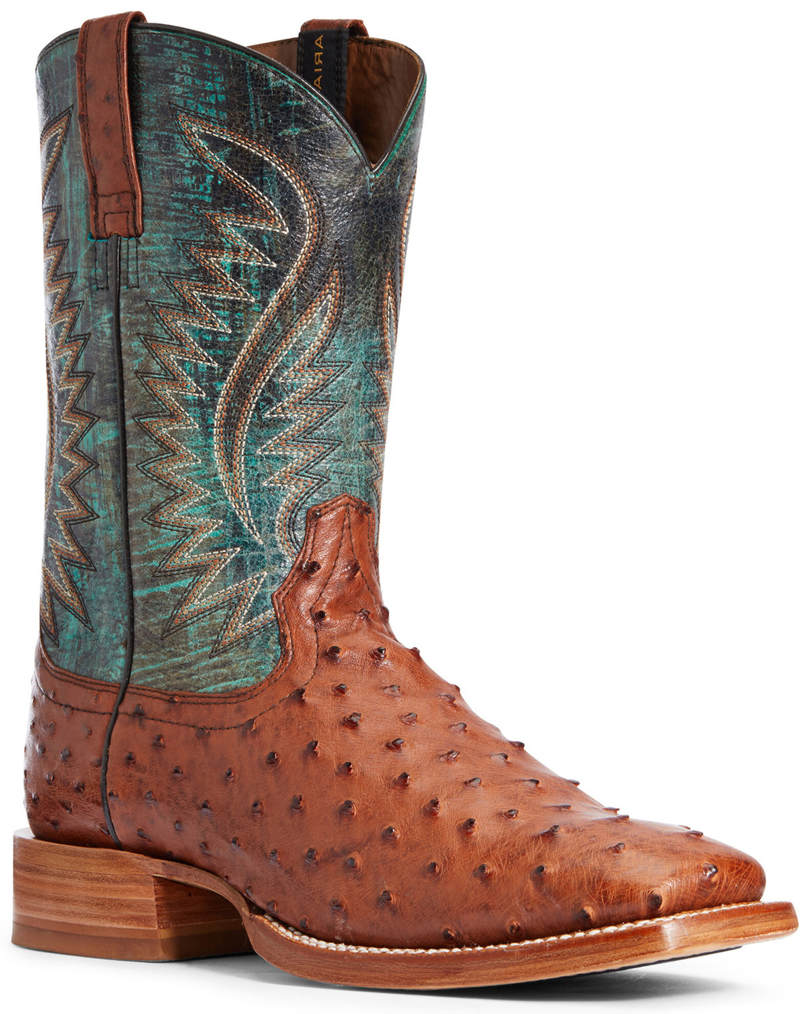 ARIAT MEN'S GALLUP BRANDY WESTERN BOOTS - BROAD SQUARE TOE