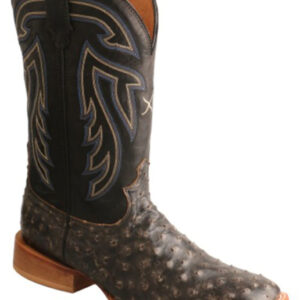 TWISTEX X MEN'S RUFF STOCK FILL-QUILL OSTRICH VAMP EXOTIC WESTERN BOOT - BROAD SQUARE TOE