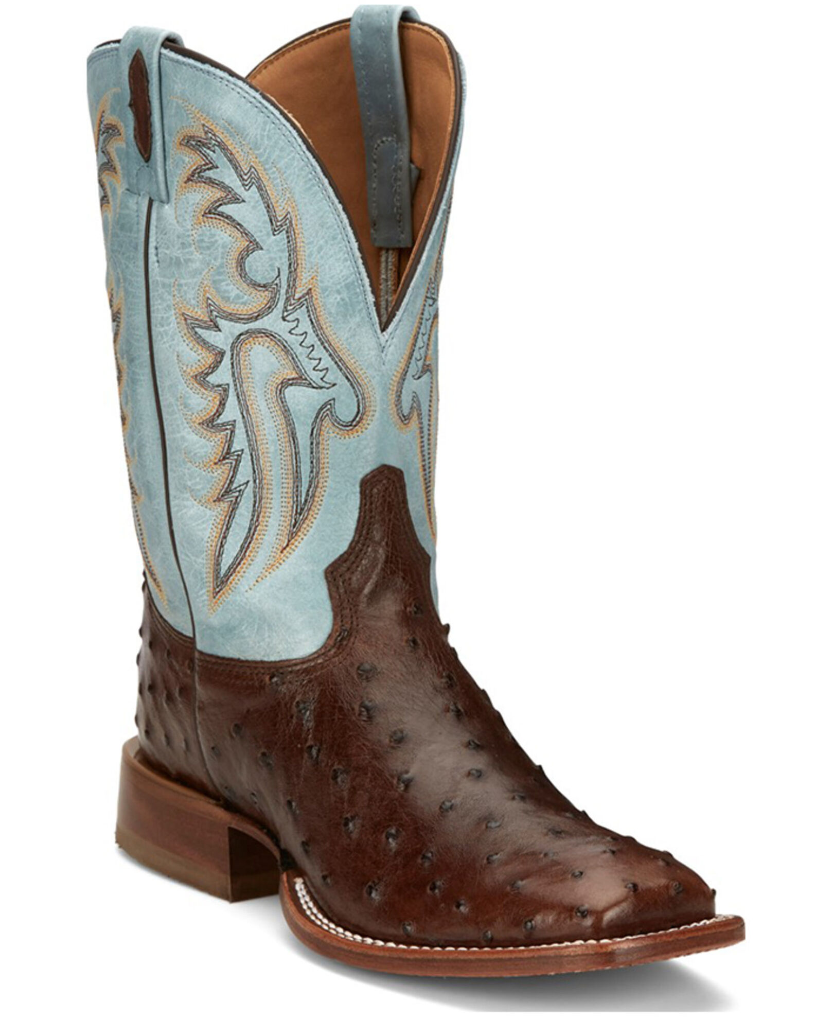 TONY LAMA MEN'S CASTILLO EXOTIC OSTRICH WESTERN BOOTS - BROAD SQUARE TOE