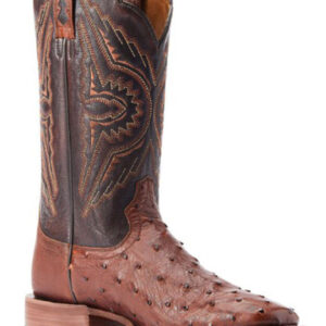 ARIAT MEN'S BRONCY EXOTIC FULL QUILL OSTRICH WESTERN BOOTS - BROAD SQUARE TOE