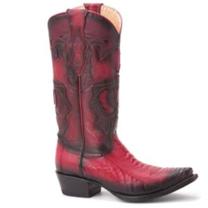 King Exotic Red Genuine Ostrich & Leather Boots